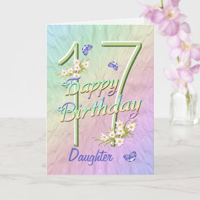 Fille 17e anniversaire Papillon Carte de jardin (Orchidée)