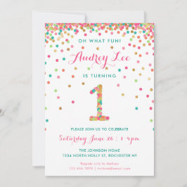 Fille 1er anniversaire Invitation fête d'anniversa
