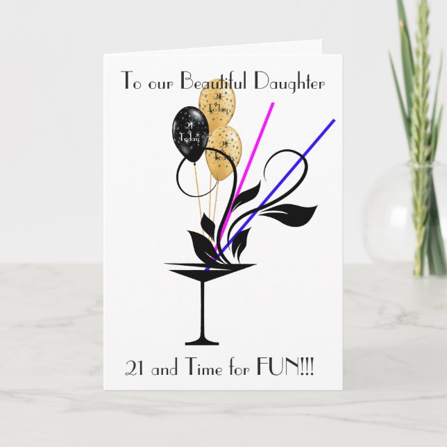 FILLE 21E ANNIVERSAIRE CARTE DE SALUT (Devant)
