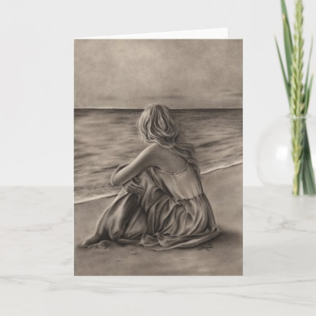 Fille à la plage Carte de voeux (Devant)