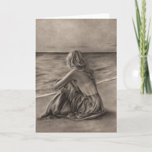 Fille à la plage Carte de voeux