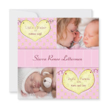 Fille à nouveau-né avec Faire-part de naissance ph