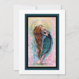 "Fille adorant."  Carte simple