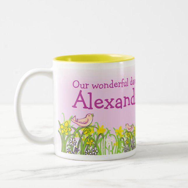 Fille ajouter votre nom blonde filles mug (Gauche)