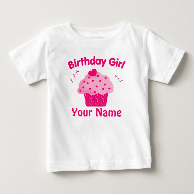 Fille Anniversaire Cupcake personnalisée T-shirt (Devant)