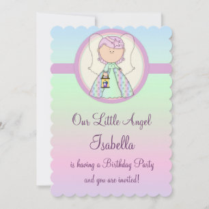 Fille Anniversaire Fête Invitation Angel Design 3