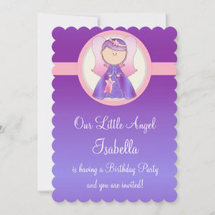 Fille Anniversaire Fête Invitation Angel Design 6