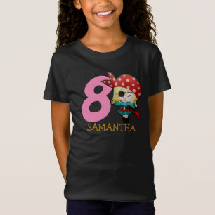 FILLE Anniversaire Pirate 8ème Nom T-shirt
