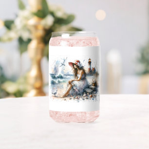 Fille aquarelle romantique près d'un phare