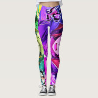 Fille Art Anime Couleurs Dessin animé sur Legging