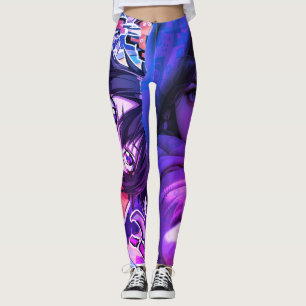 Fille Art Anime Couleurs Dessin animé sur Legging