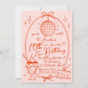 Fille au sundae de glace rose Invitation pour une 