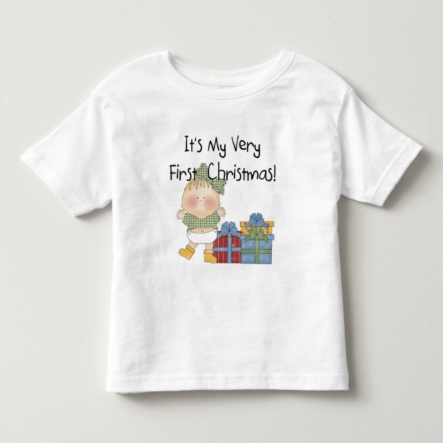 Fille avec cadeaux 1er T-shirts et cadeaux de Noël (Devant)