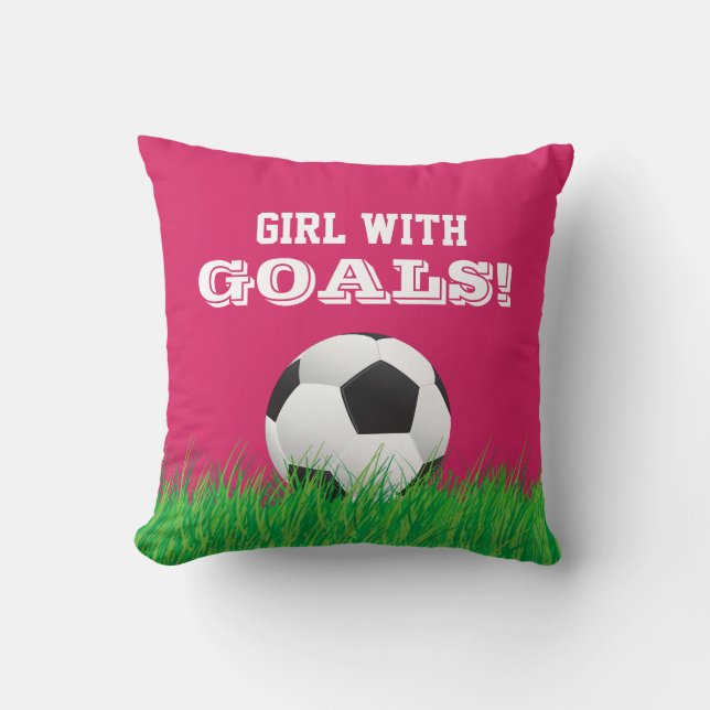 Fille avec des buts ! Coussin de rose de boule du (Recto)