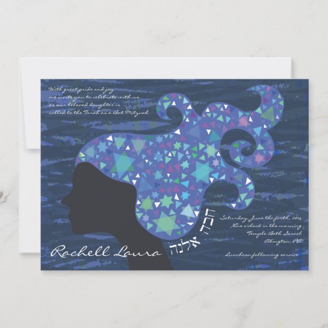 Fille avec des étoiles dans son invitation de bat (Devant)