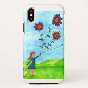 Fille avec Flower Kite iPhone X Coque