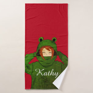Fille avec grenouille verte Hoody Dessin Nom perso