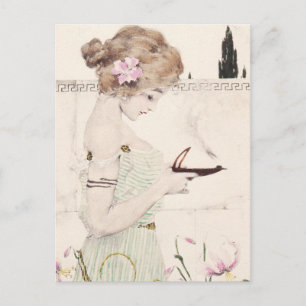 Fille avec Lampe Art Nouveau Carte postale