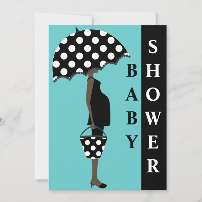 Fille avec parapluie Baby Shower Invitations (Devant)
