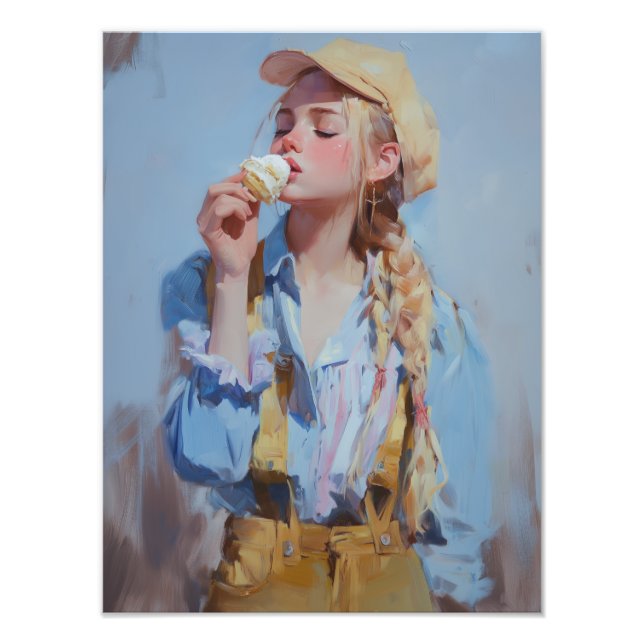 fille avec poster crème glacée (Devant)