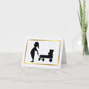 Fille avec Teddy Bear Silhouette Carte de voeux