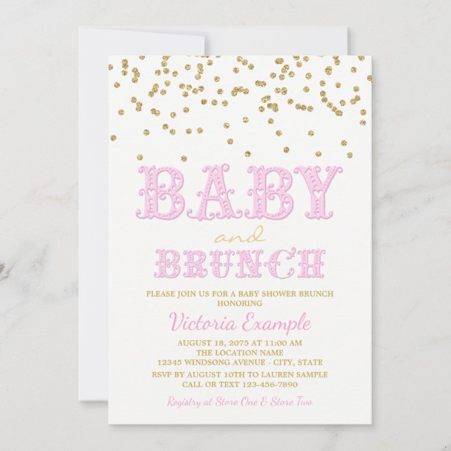 Fille Baby shower Brunch Bébé Douche Invitations (Devant)