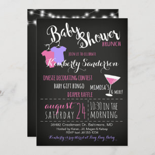Fille Baby shower Brunch Fun Invitation Moderne