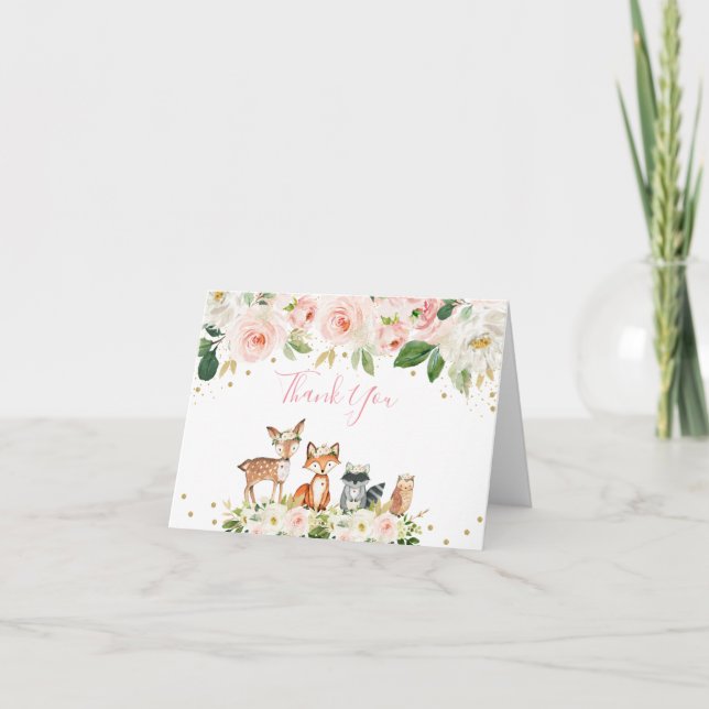 Fille Baby shower Woodland Blush Merci Floral (Devant)