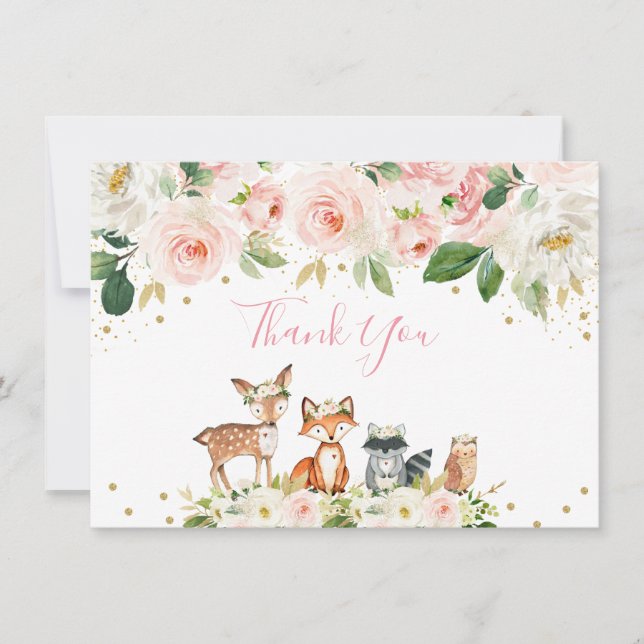 Fille Baby shower Woodland Blush Merci Floral (Devant)