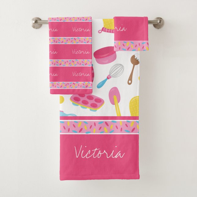 Fille Baker Cuisine rose Motif Chef Salle de bain  (En situation)