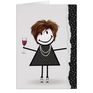 Fille Bâton d'Anniversaire avec Vin et Baskets