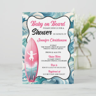Fille bébé à bord Invitation Baby shower