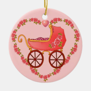 Fille Bébé Coeur Buggy ornement