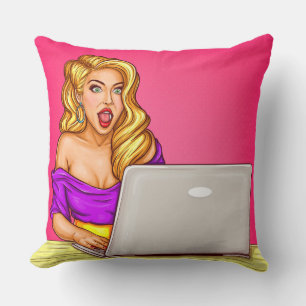 Fille blonde Coussin de jet