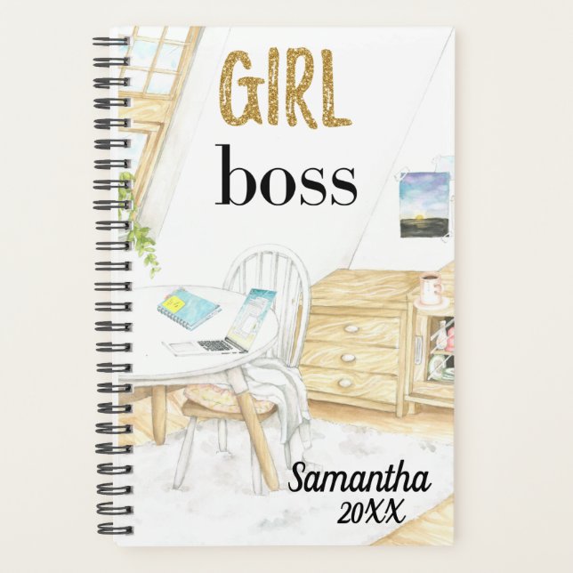Fille Boss Office Monogramme Nom Personnalisé (Devant)