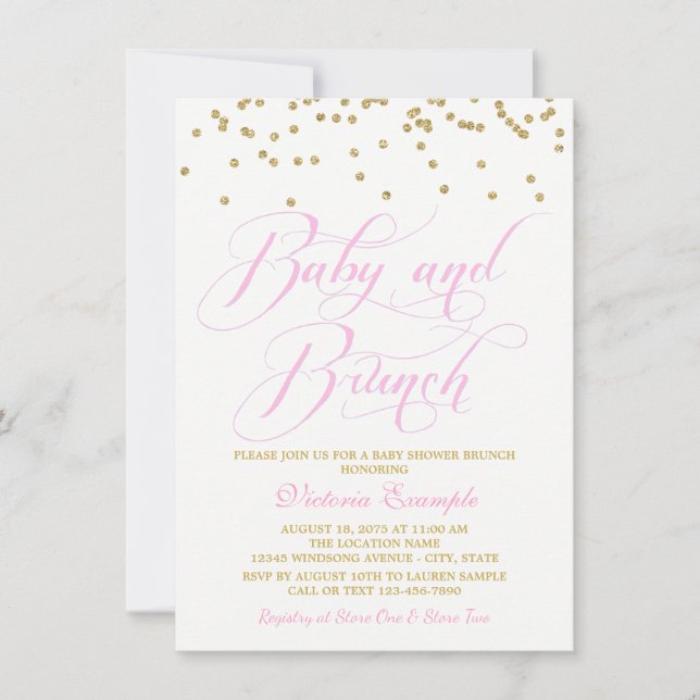 Fille Brunch Bébé Douche Invitations (Devant)