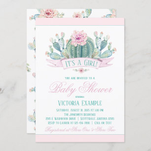 Fille Cactus Baby Shower Invitations