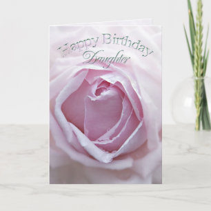 Fille, carte d'anniversaire avec rose rose