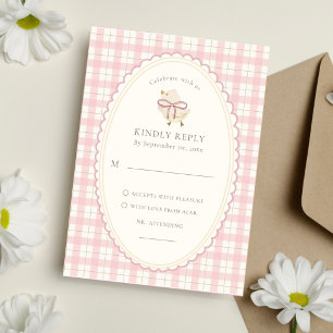 Fille Carte de réponse rose aquarelle poussin