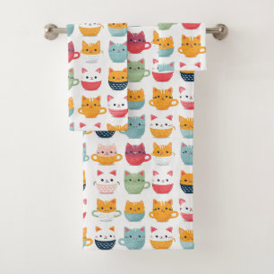 Fille Chat Patterm Coupes de thé colorées Kittens