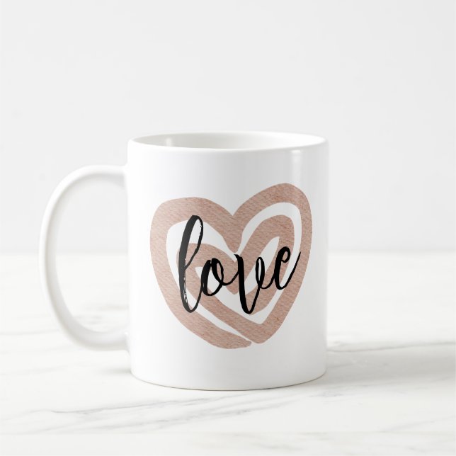 Fille Chic Blush Coeur Rose Aimer Mug Café (Gauche)