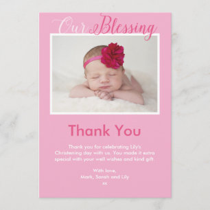 Fille Christening/Baptême Carte de remerciements