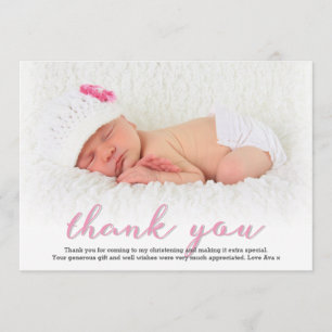 Fille Christening/Baptême Carte de remerciements