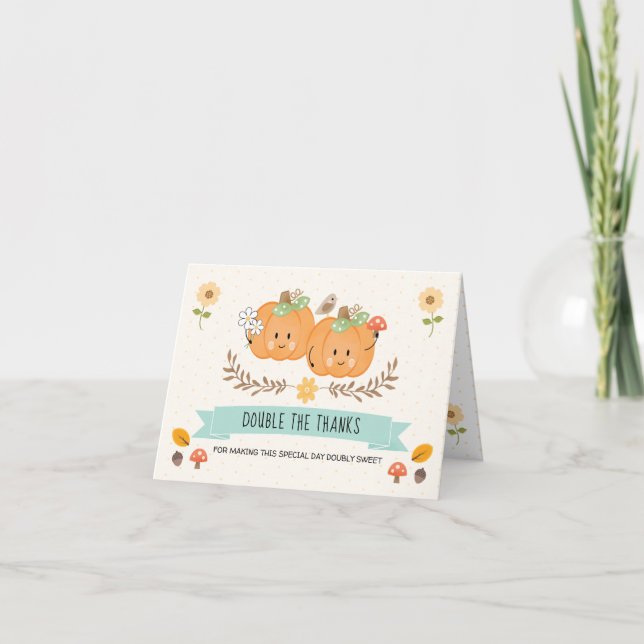 Fille Citrouille Twins Merci Cartes (Devant)