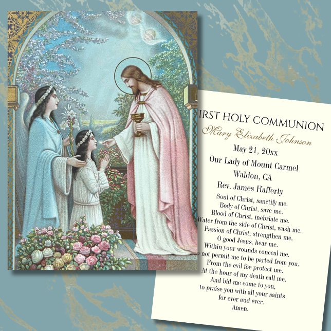 Fille communion catholique souvenir Carte Sainte (Créateur téléchargé)
