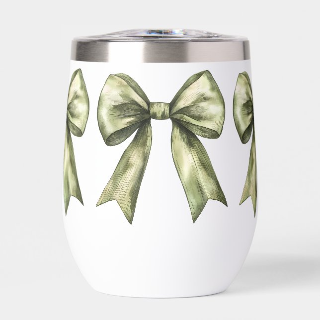 Fille Coquette Aquarelle Olive Green Bow Élégant (Avant)