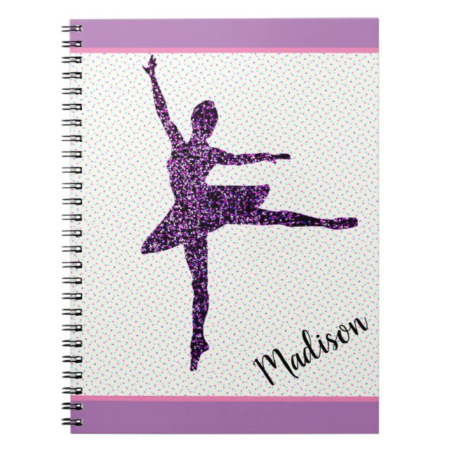 Fille Dancer Sparkle Personnalisé Carnet Mince Poi (Devant)