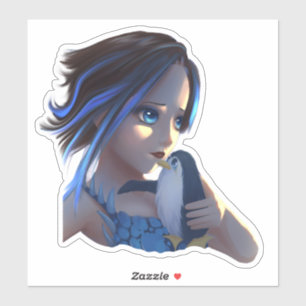 Fille d'anime de fantasy avec autocollant de manch