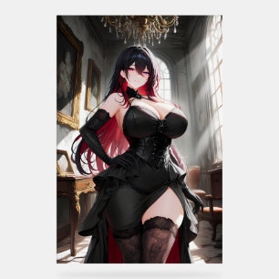 Fille d'anime gothique robe noire