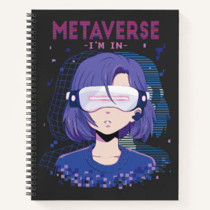 Fille d'anime lunettes de réalité virtuelle Cahier